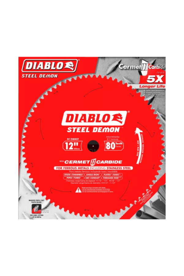 HOJA DE SIERRA 12X80T DIABLO CORTE EN METAL DELGADO DIABLO D1280CF