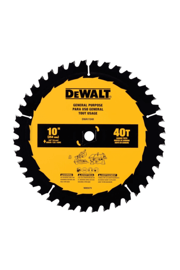 HOJA DE SIERRA 10" 40T EJE 5/8" DEWALT DWA11040