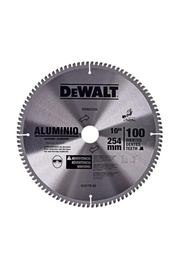 DEWALT DISCO DE SIERRA PARA ALUMINIO 10" PULG CON 100 DIENTES (DWA03220)