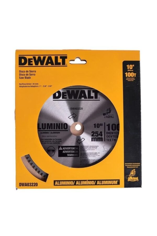 DEWALT DISCO DE SIERRA PARA ALUMINIO 10" PULG CON 100 DIENTES (DWA03220)